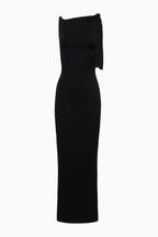 Women’s Beatrish Suede Stretch Maxi Dress – Bodycon Sleeveless Boat Neck Dress with Shoulder Tie Detail for Evening, Party & Elegant Everyday Wear