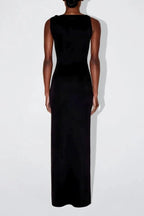 Women’s Beatrish Suede Stretch Maxi Dress – Bodycon Sleeveless Boat Neck Dress with Shoulder Tie Detail for Evening, Party & Elegant Everyday Wear