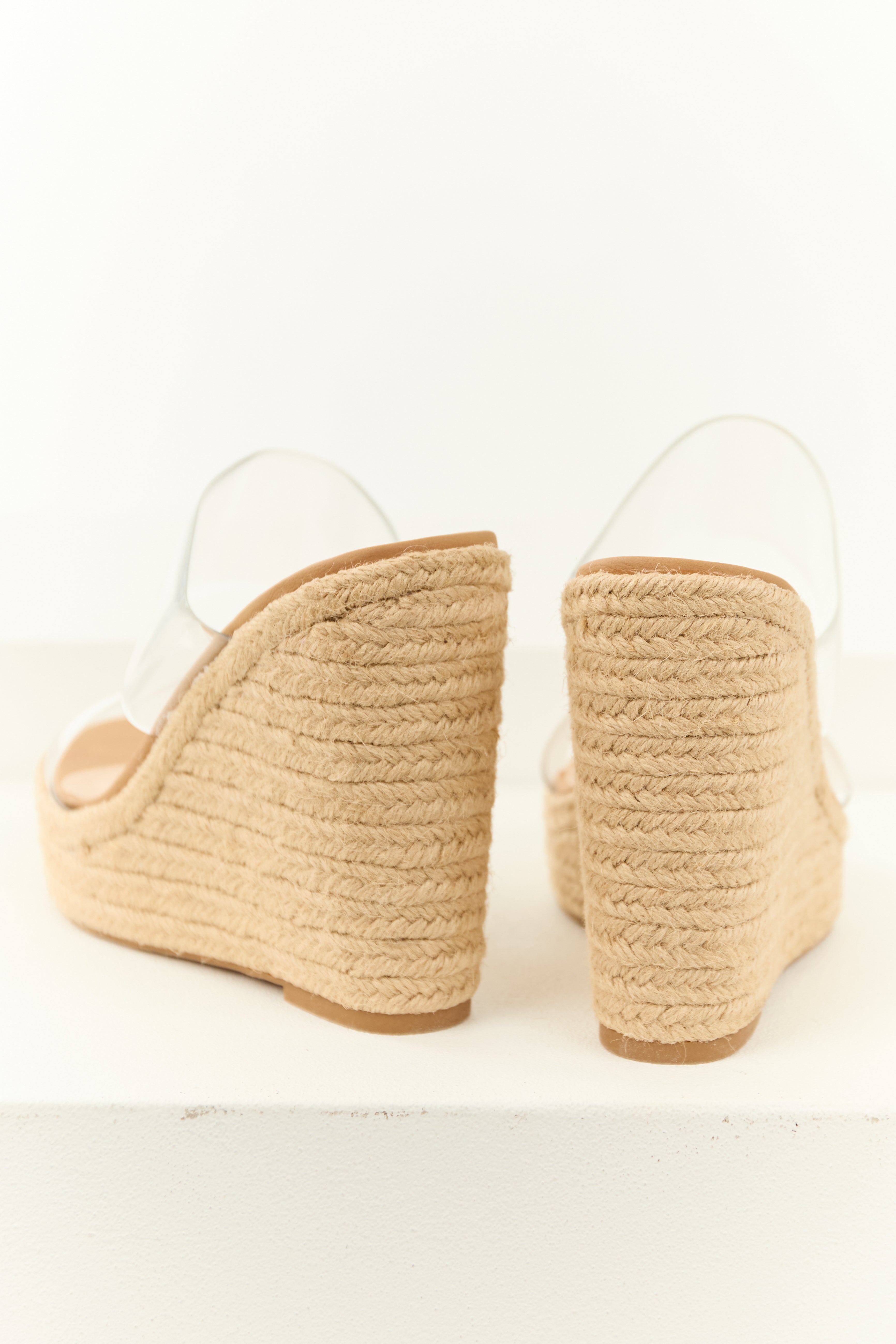 Women’s Platform Heeled Sandals — Lucite Strap Open Toe Chunky High Heel Party Platform Shoes