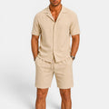 Men's Matching Shirt and Shorts Set with Breathable Linen | Comfortable Two-Piece Summer Outfit for Effortless Style