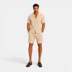 Men's Matching Shirt and Shorts Set with Breathable Linen | Comfortable Two-Piece Summer Outfit for Effortless Style