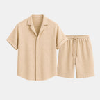 Men's Matching Shirt and Shorts Set with Breathable Linen | Comfortable Two-Piece Summer Outfit for Effortless Style