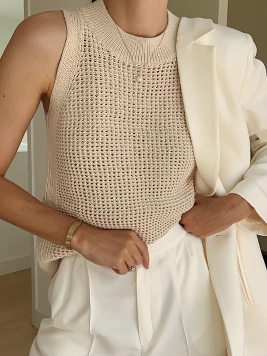 Womens Knitted Sleeveless Top - Lightweight and Breathable
