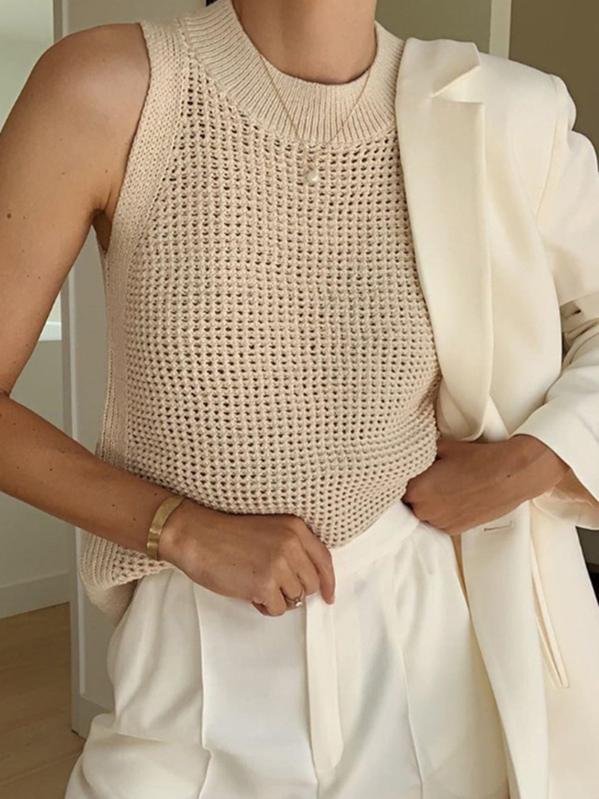 Womens Knitted Sleeveless Top - Lightweight and Breathable