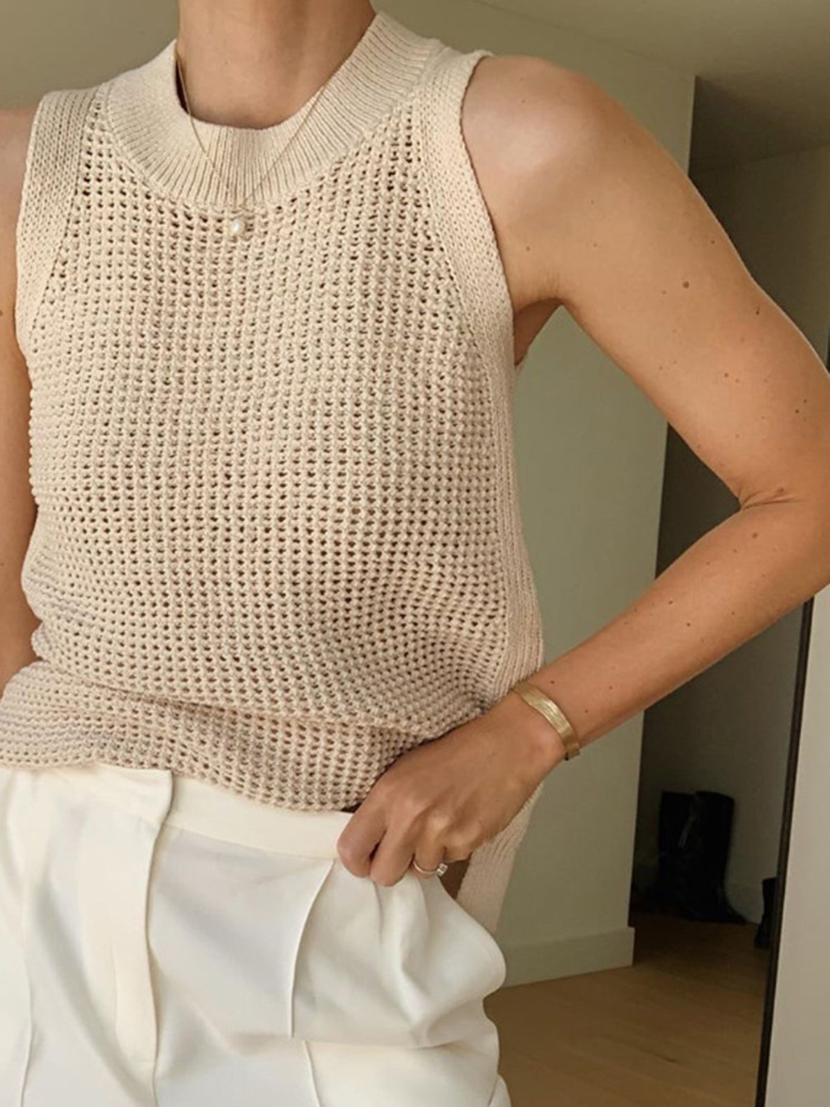 Womens Knitted Sleeveless Top - Lightweight and Breathable