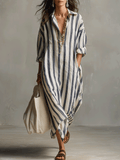 Bohemian Collection | Maxi Dress for Women with Striped Design | Comfortable Long Dress for Effortless Summer Style