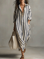 Bohemian Collection | Maxi Dress for Women with Striped Design | Comfortable Long Dress for Effortless Summer Style