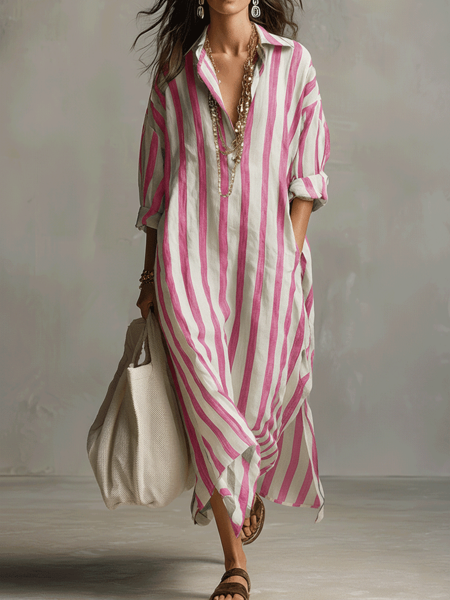 Bohemian Collection | Maxi Dress for Women with Striped Design | Comfortable Long Dress for Effortless Summer Style