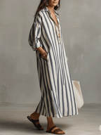 Bohemian Collection | Maxi Dress for Women with Striped Design | Comfortable Long Dress for Effortless Summer Style