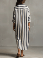 Bohemian Collection | Maxi Dress for Women with Striped Design | Comfortable Long Dress for Effortless Summer Style