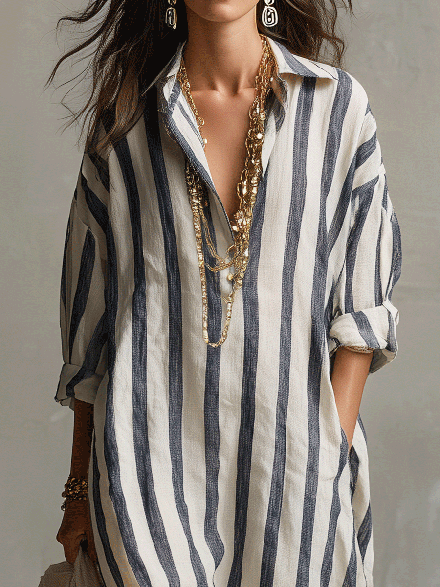 Bohemian Collection | Maxi Dress for Women with Striped Design | Comfortable Long Dress for Effortless Summer Style