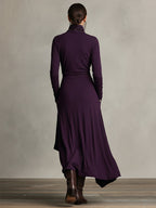 Bohemian Collection | Women's Maxi Dress with Turtleneck & Asymmetrical Draping | Effortless Style for Casual Elegance