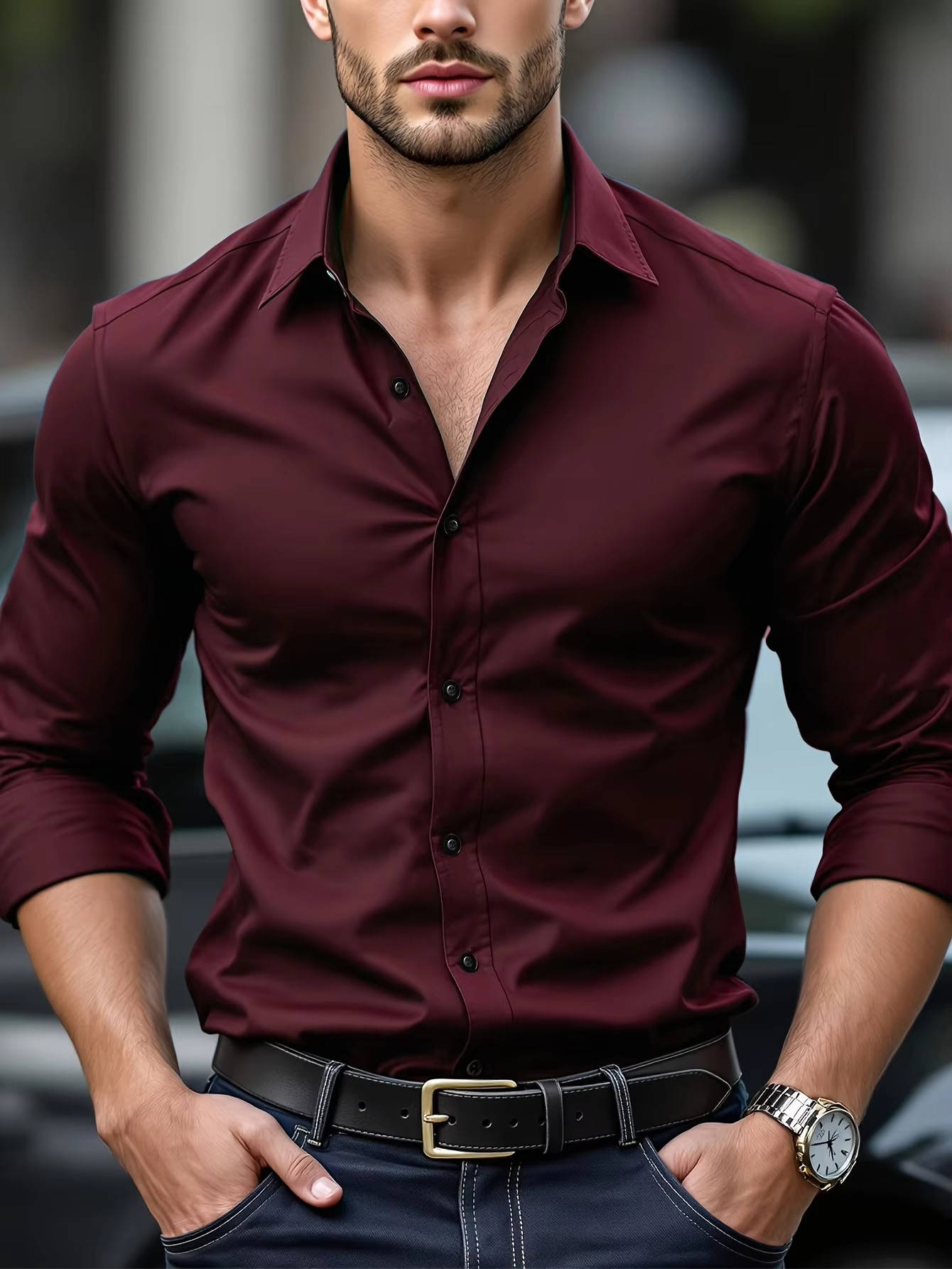 Button Down Shirt For Men With Cuffs