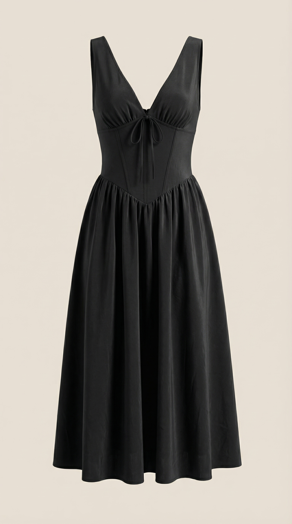 Cassiopeia Midi Dress – Women’s Deep V Neck Twist Front A-Line Wedding Guest Dress