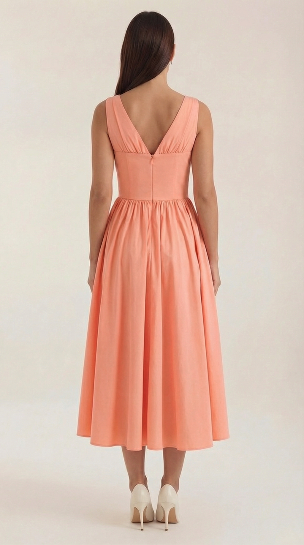 Cassiopeia Midi Dress – Women’s Deep V Neck Twist Front A-Line Wedding Guest Dress