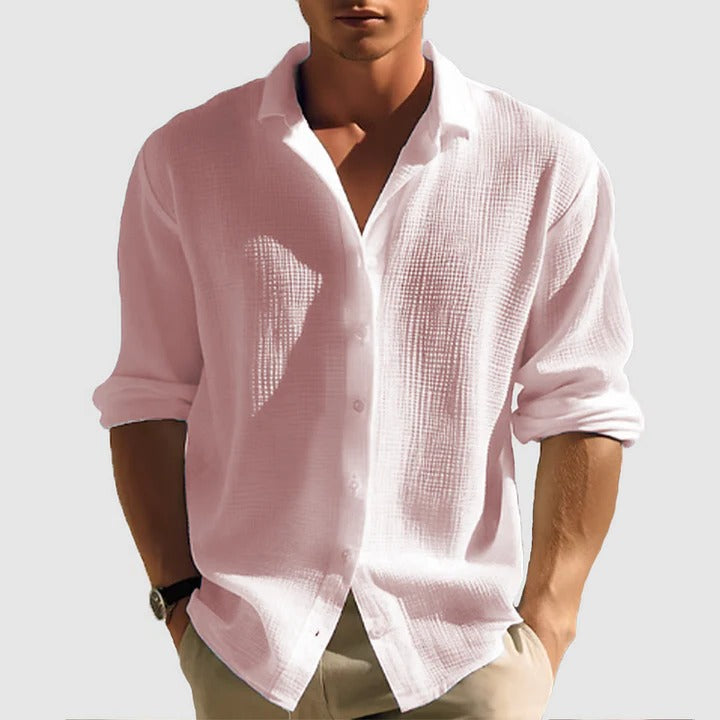 Men’s Casual Button Down Shirt with Lapel Collar – Relaxed Fit Short Sleeve Shirt for Summer, Vacation & Smart Casual Everyday Wear