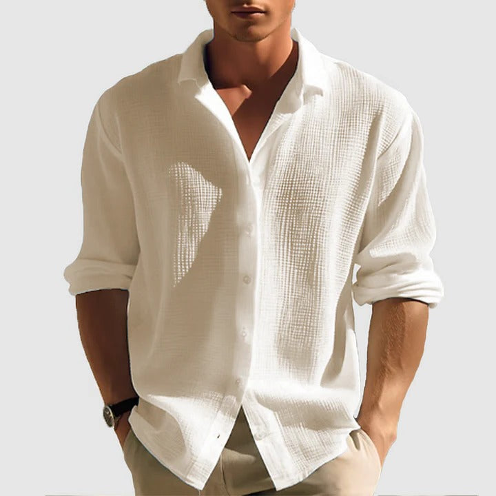 Men’s Casual Button Down Shirt with Lapel Collar – Relaxed Fit Short Sleeve Shirt for Summer, Vacation & Smart Casual Everyday Wear