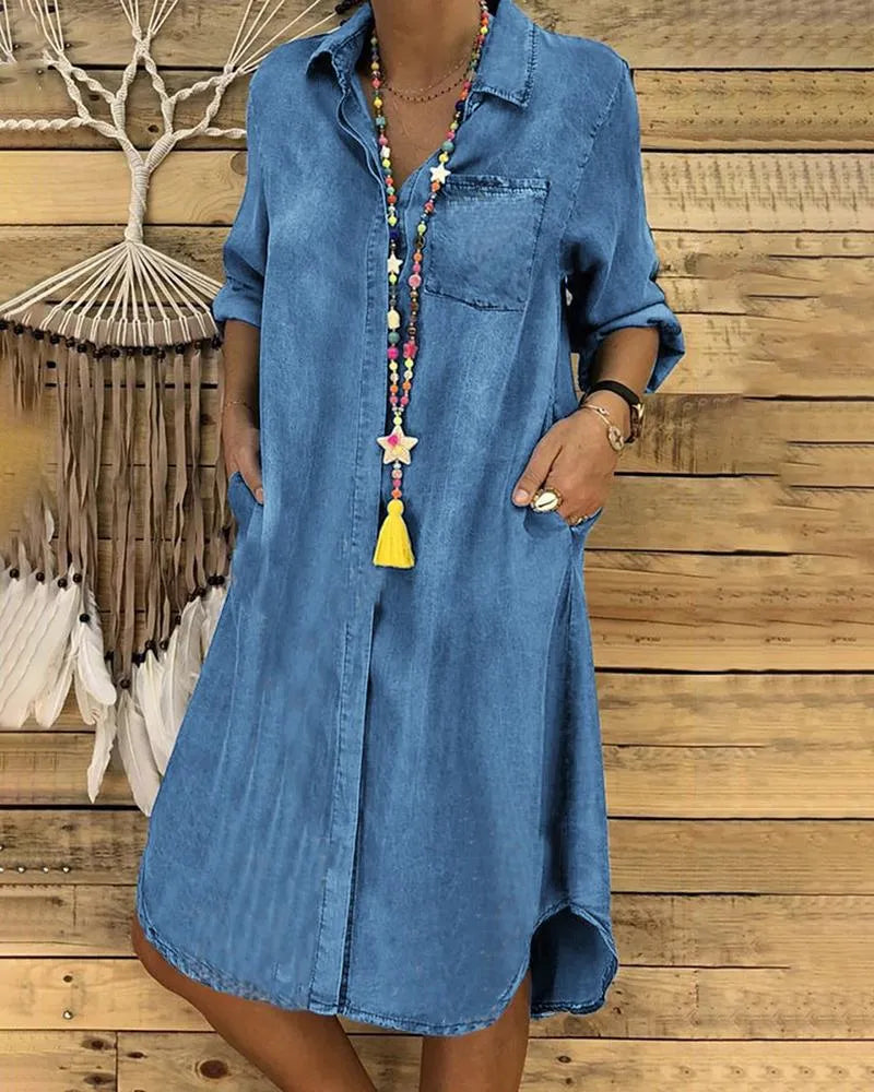 Casual Chic | Summer Dress with Comfortable Fit & Pockets | Versatile Denim Dress for Effortless Style