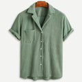 Men’s Waffle Knit Button-Down Shirt – Textured Long Sleeve Casual Shirt
