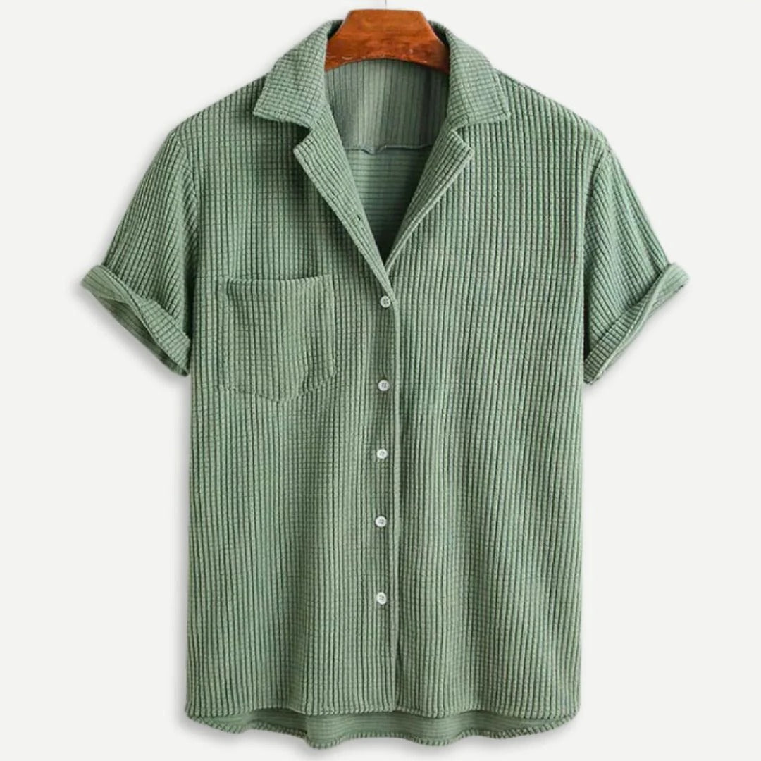 Men’s Waffle Knit Button Down Shirt – Textured Long Sleeve Casual Shirt for Everyday Wear, Smart Casual & Layering Outfit