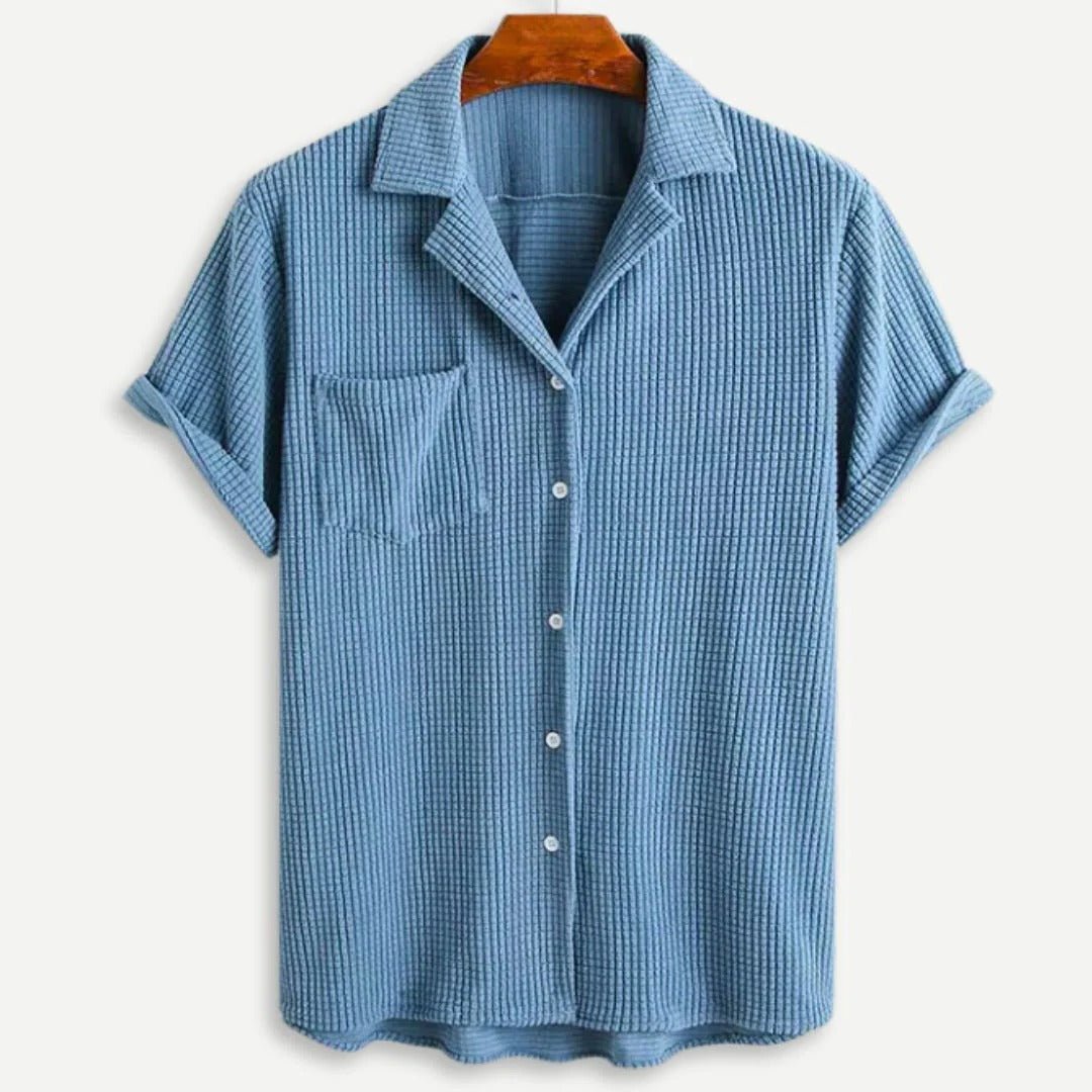 Men’s Waffle Knit Button Down Shirt – Textured Long Sleeve Casual Shirt for Everyday Wear, Smart Casual & Layering Outfit