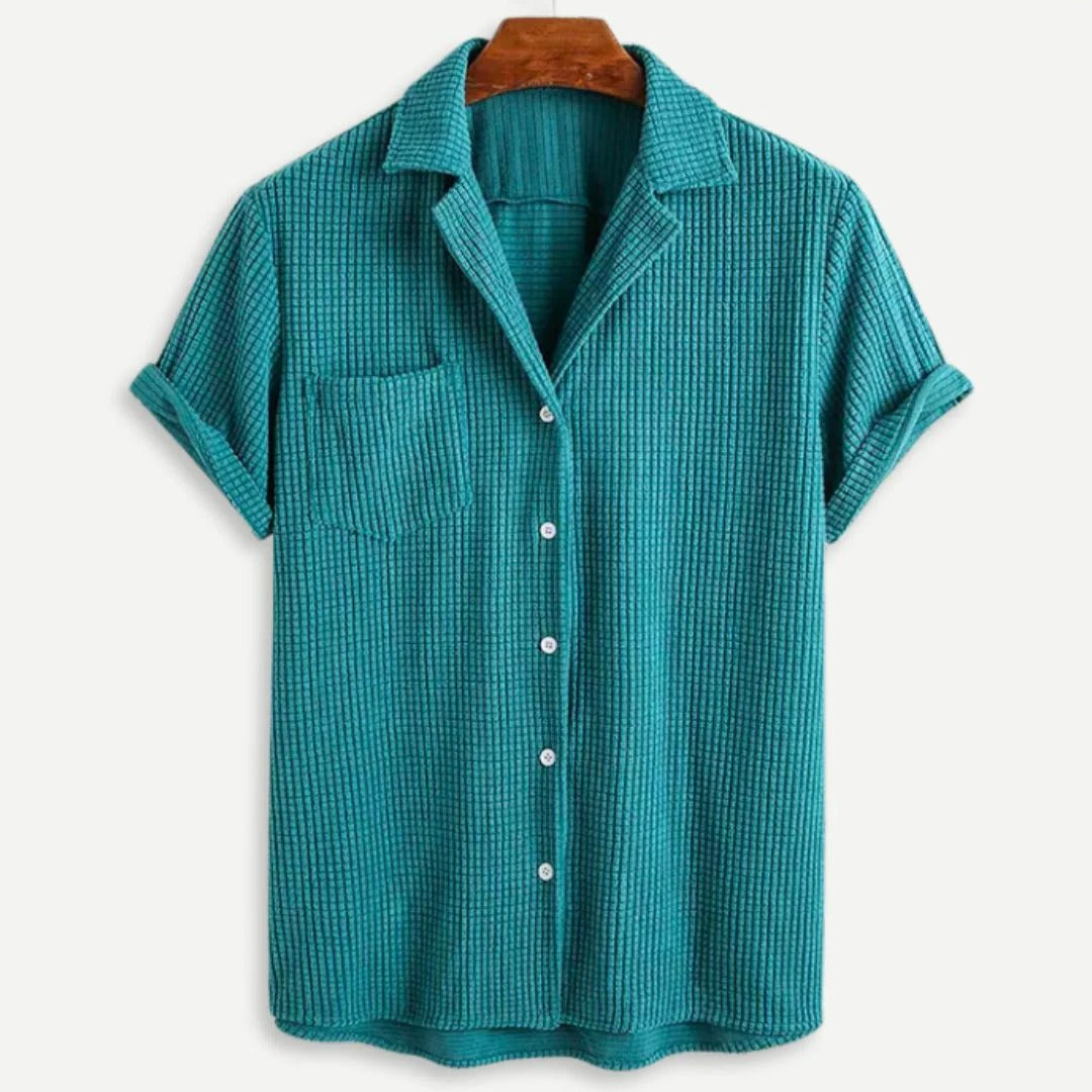 Men’s Waffle Knit Button Down Shirt – Textured Long Sleeve Casual Shirt for Everyday Wear, Smart Casual & Layering Outfit