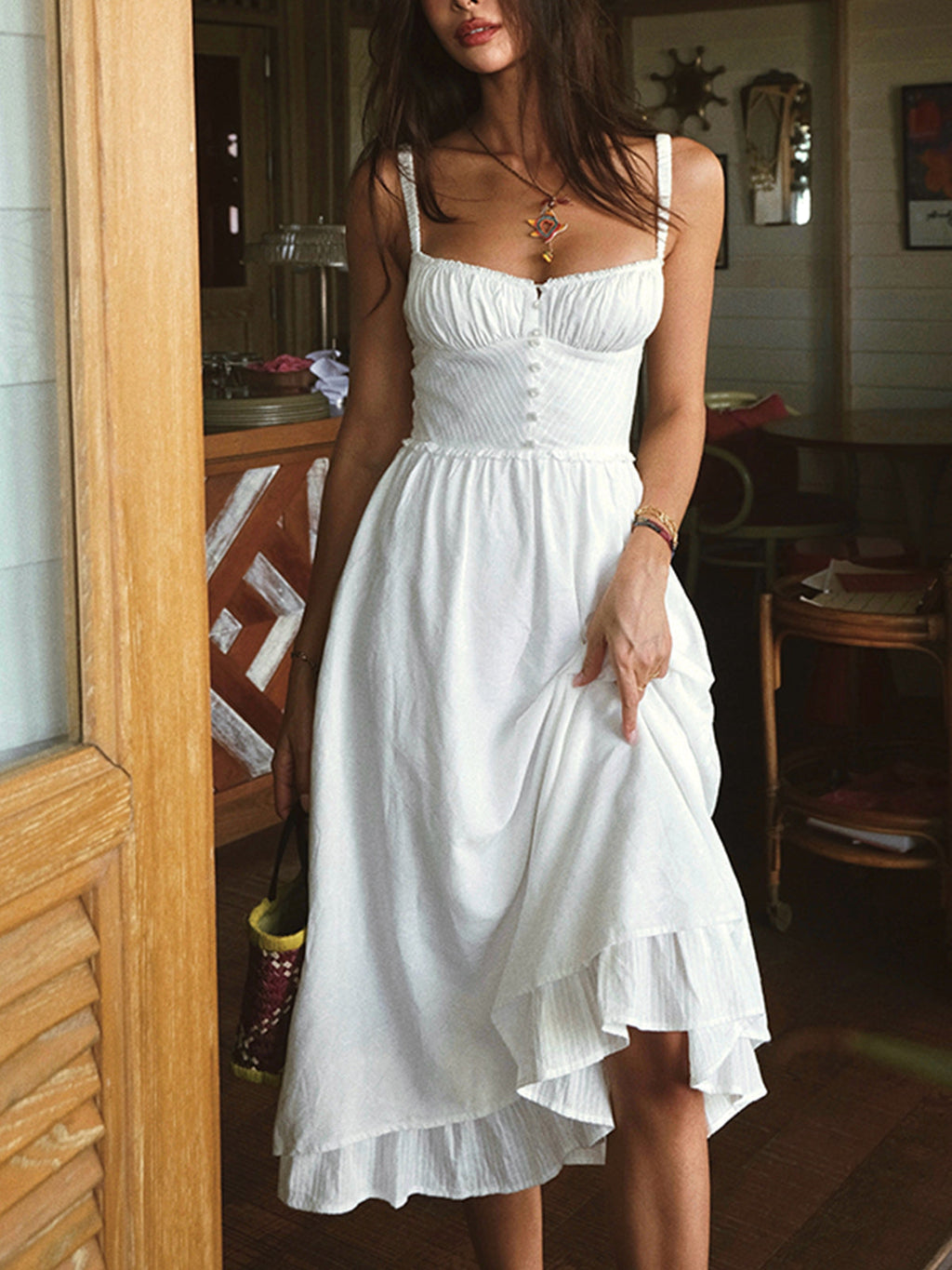 Celeste Collection | Women's Dress with Smocked Bodice & Adjustable Straps | Effortless Summer Style for Any Occasion