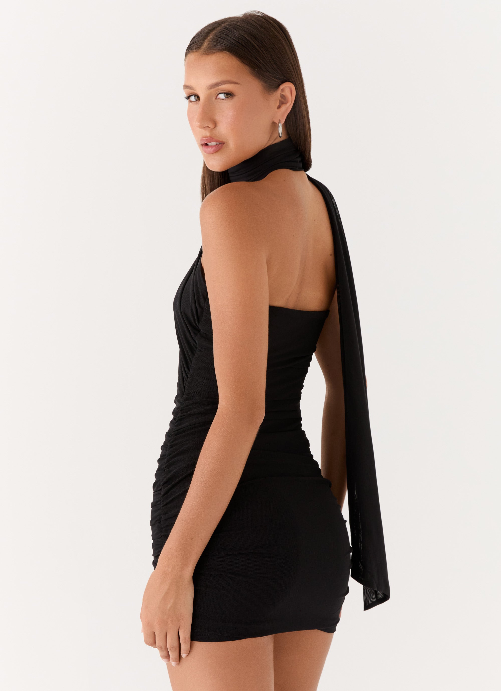 Chic Collection | Women's Black Dress with Strapless Neckline & Ruched Sides for Effortless Style