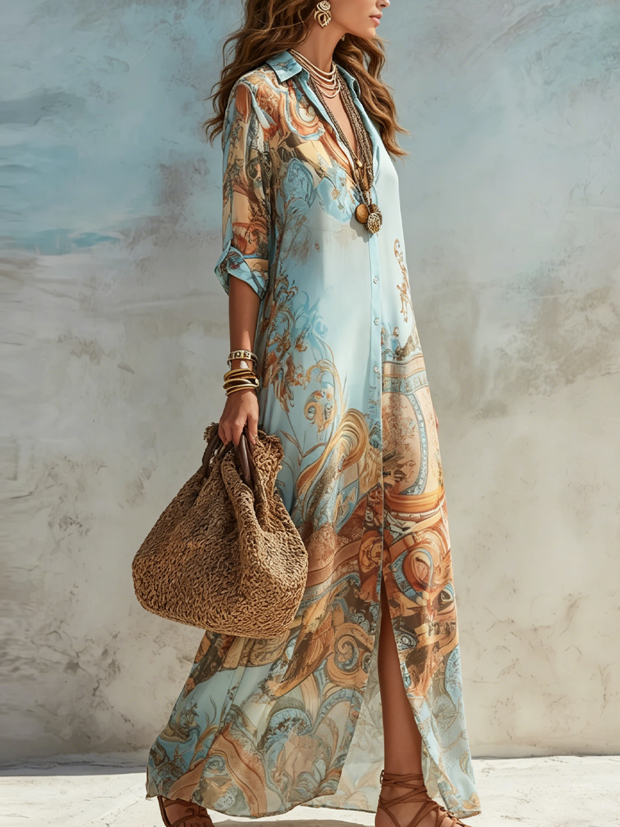 Chic Floral Chiffon Maxi Dress | Lightweight Summer Dress for Wedding Guests