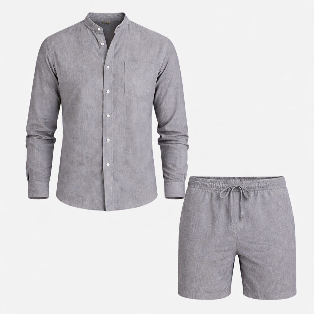 Coastal Comfort | Men's Summer Set with Breathable Linen Fabric | Versatile Two-Piece Outfit for Effortless Style
