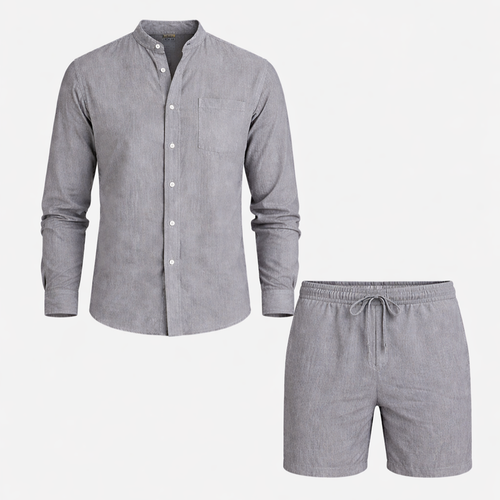 Coastal Comfort | Men's Summer Set with Breathable Linen Fabric | Versatile Two-Piece Outfit for Effortless Style