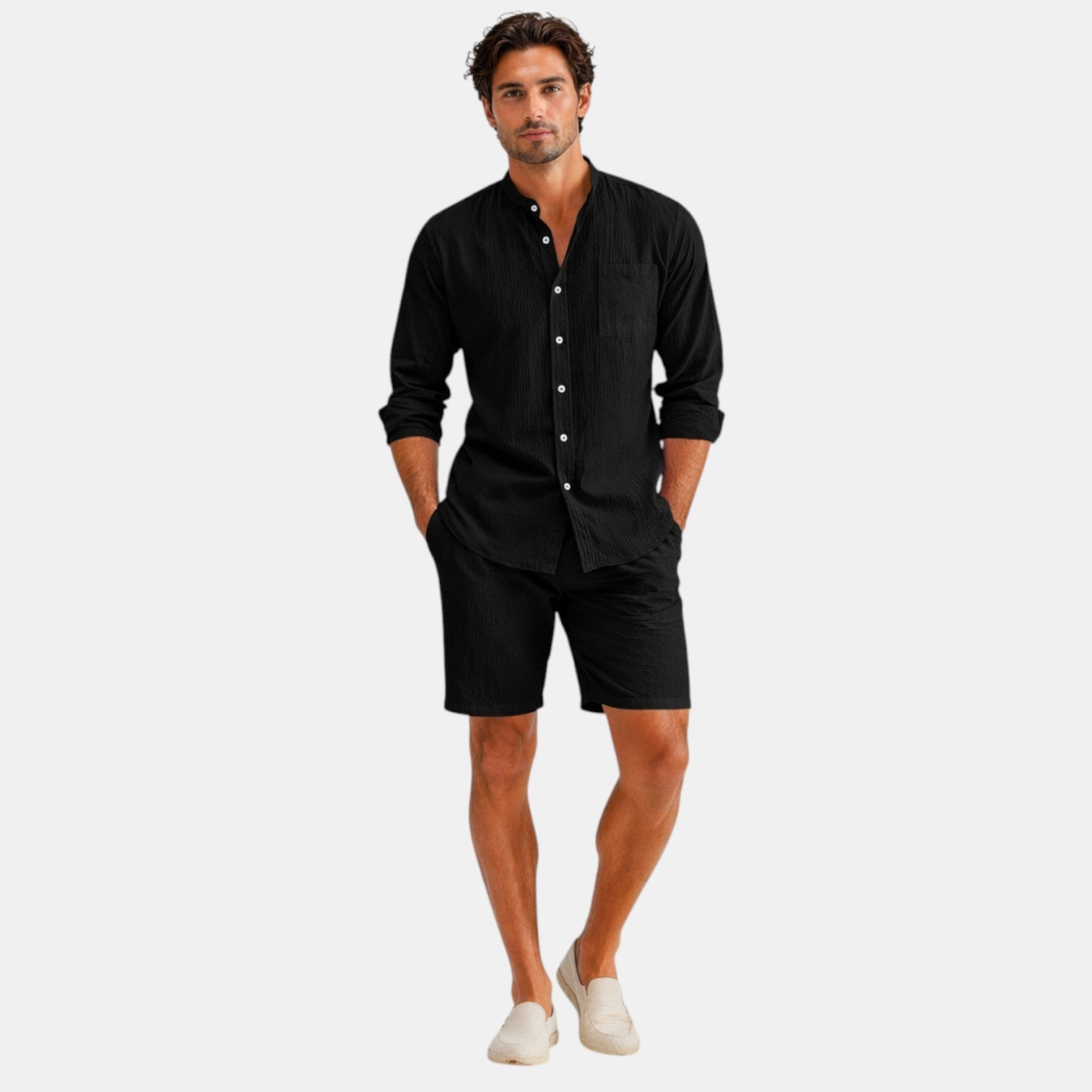 Coastal Comfort | Men's Summer Set with Breathable Linen Fabric | Versatile Two-Piece Outfit for Effortless Style