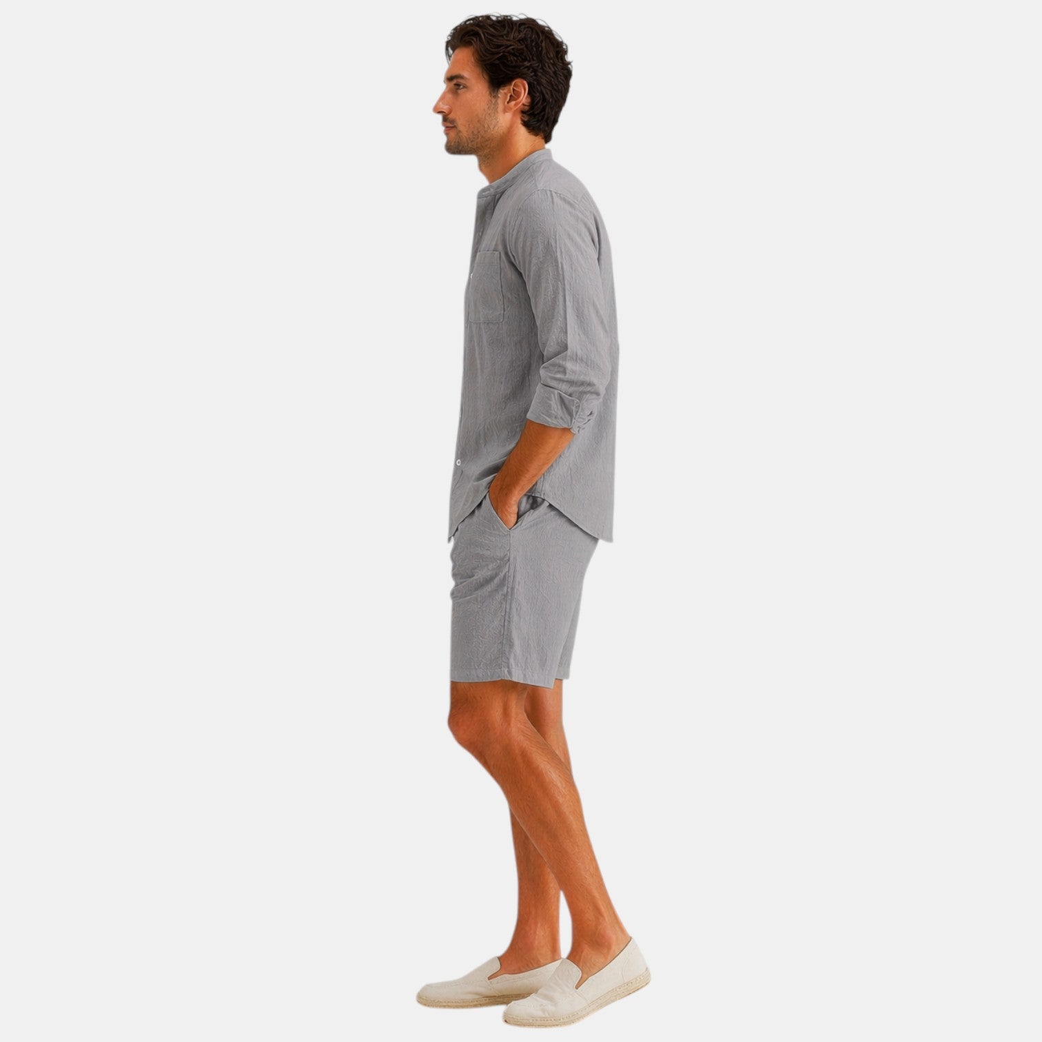 Coastal Comfort | Men's Summer Set with Breathable Linen Fabric | Versatile Two-Piece Outfit for Effortless Style