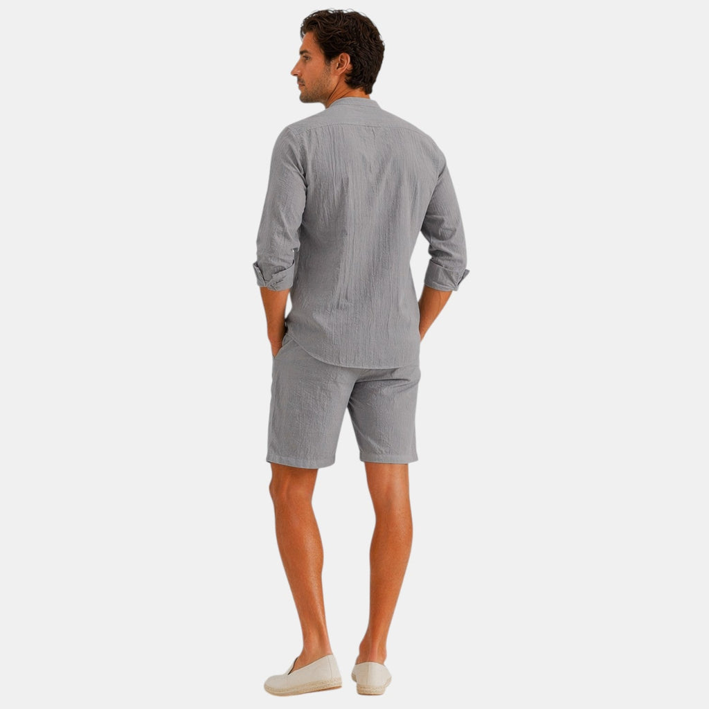 Coastal Comfort | Men's Summer Set with Breathable Linen Fabric | Versatile Two-Piece Outfit for Effortless Style