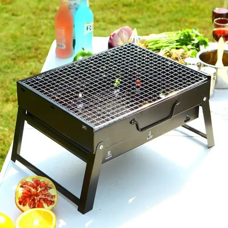 Compact BBQ Grill Set | Stainless Steel Charcoal Grill with Portable Design | Ideal for Outdoor Cooking and Picnics