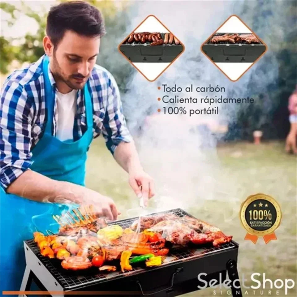 Compact BBQ Grill Set | Stainless Steel Charcoal Grill with Portable Design | Ideal for Outdoor Cooking and Picnics