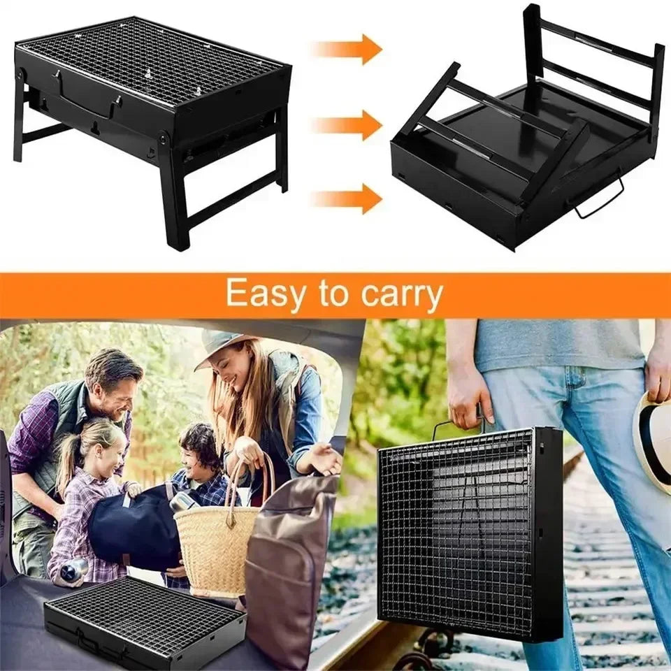 Compact BBQ Grill Set | Stainless Steel Charcoal Grill with Portable Design | Ideal for Outdoor Cooking and Picnics