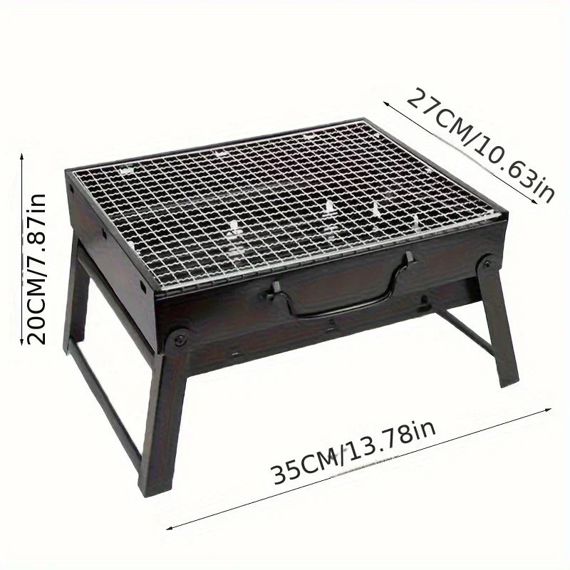Compact BBQ Grill Set | Stainless Steel Charcoal Grill with Portable Design | Ideal for Outdoor Cooking and Picnics