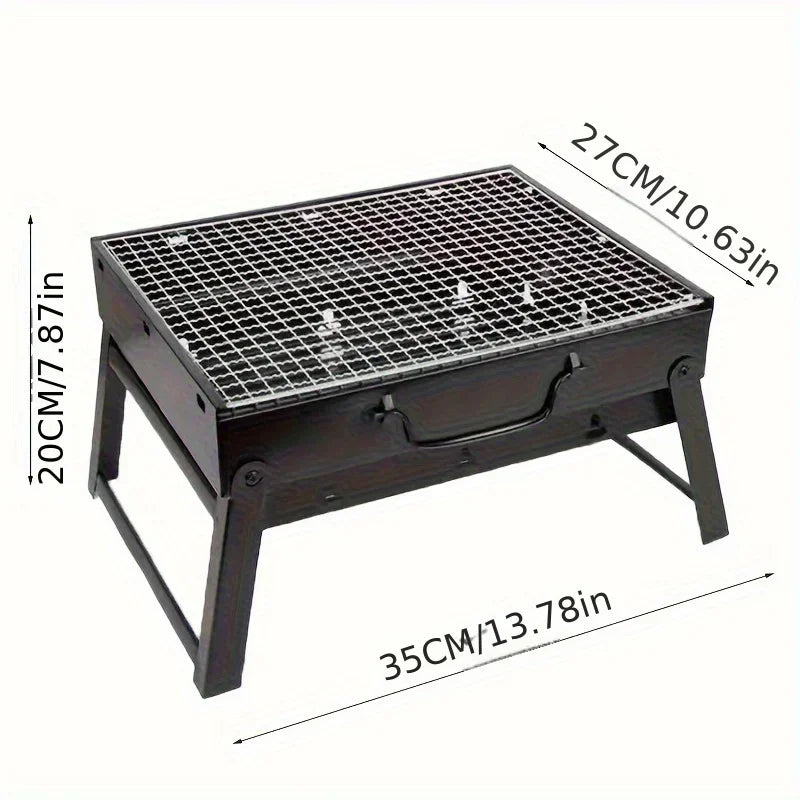 Compact BBQ Grill Set | Stainless Steel Charcoal Grill with Portable Design | Ideal for Outdoor Cooking and Picnics