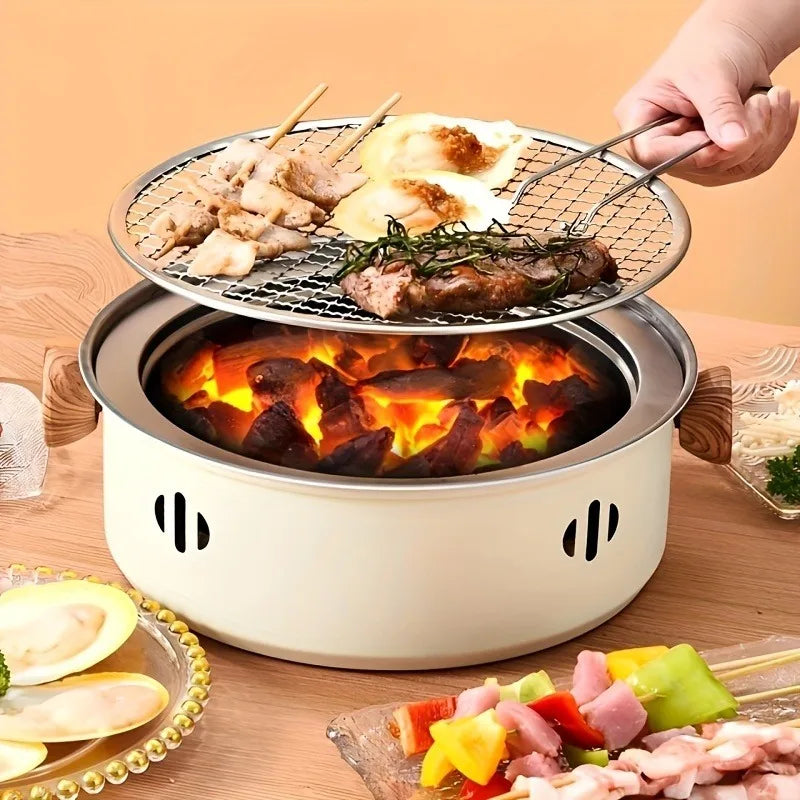 Compact Charcoal BBQ Grill | Stainless Steel Design with Efficient Heat Distribution | Portable Outdoor Cooking Solution