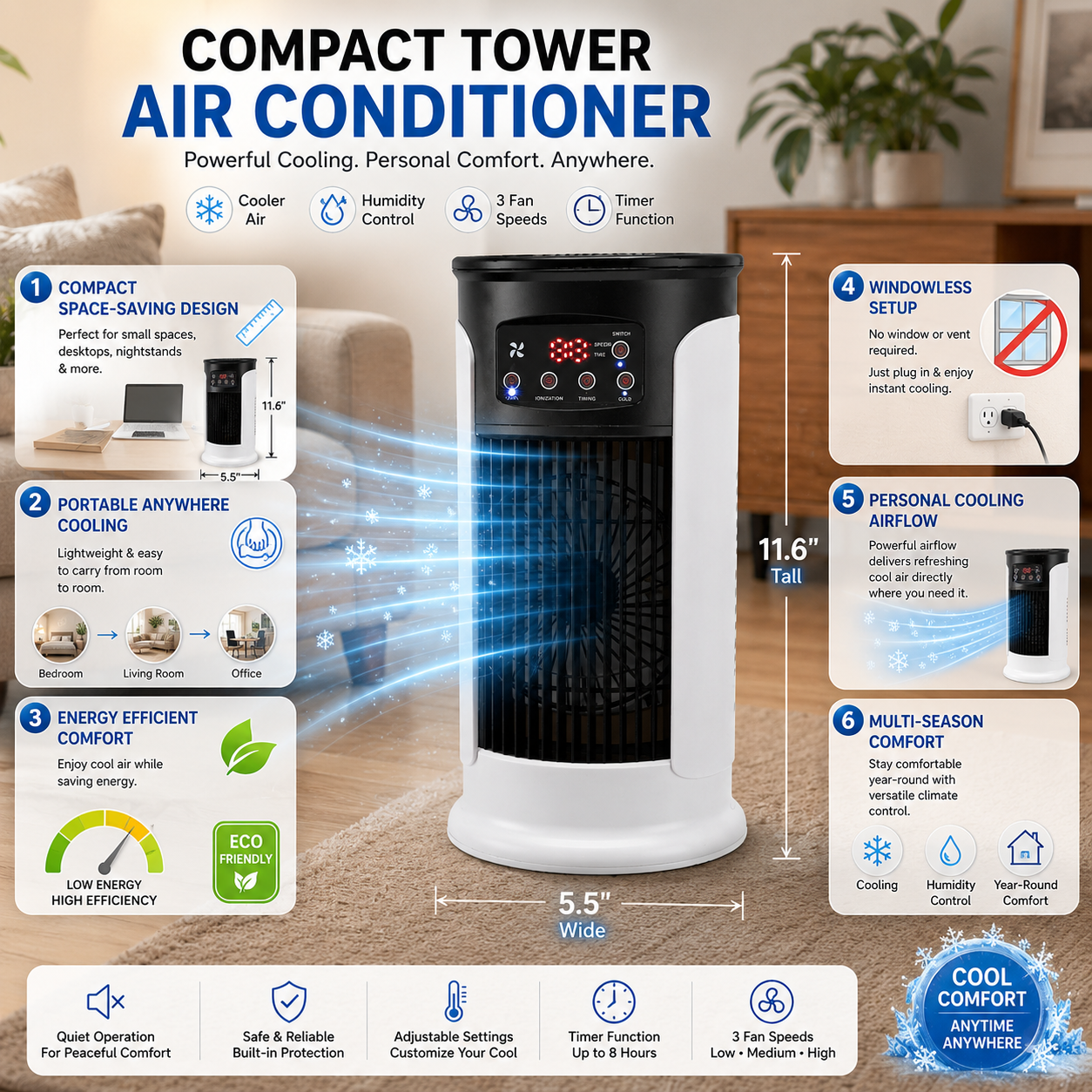 Compact Portable Air Conditioner for Small Rooms