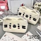 Cute Cat Plush Pencil Case | Large Zipper Pouch with Soft Material for Creative Stationery Storage