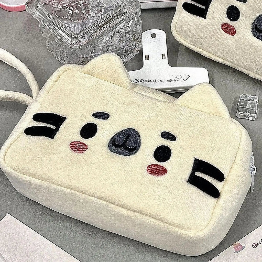 Cute Cat Plush Pencil Case | Large Zipper Pouch with Soft Material for Creative Stationery Storage