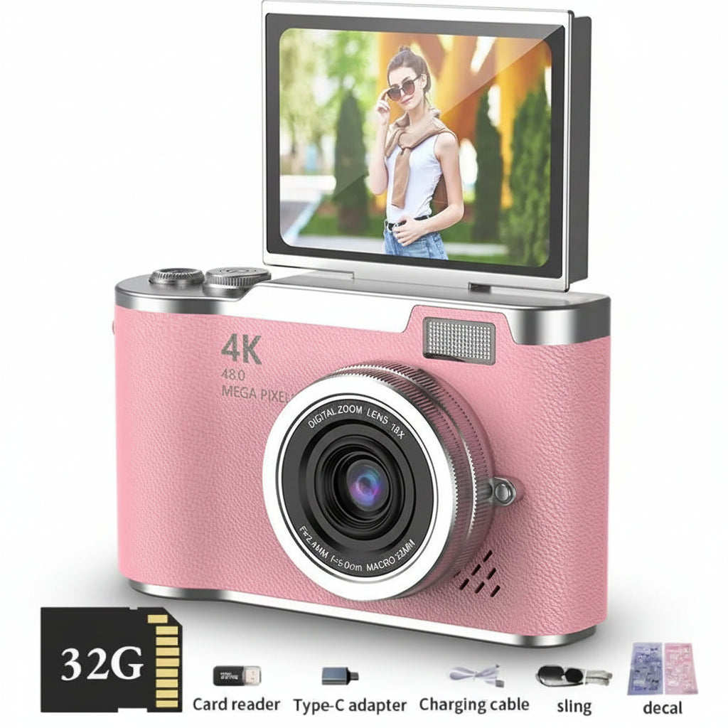 4K Digital Camera with Flip Screen and 48MP Photos