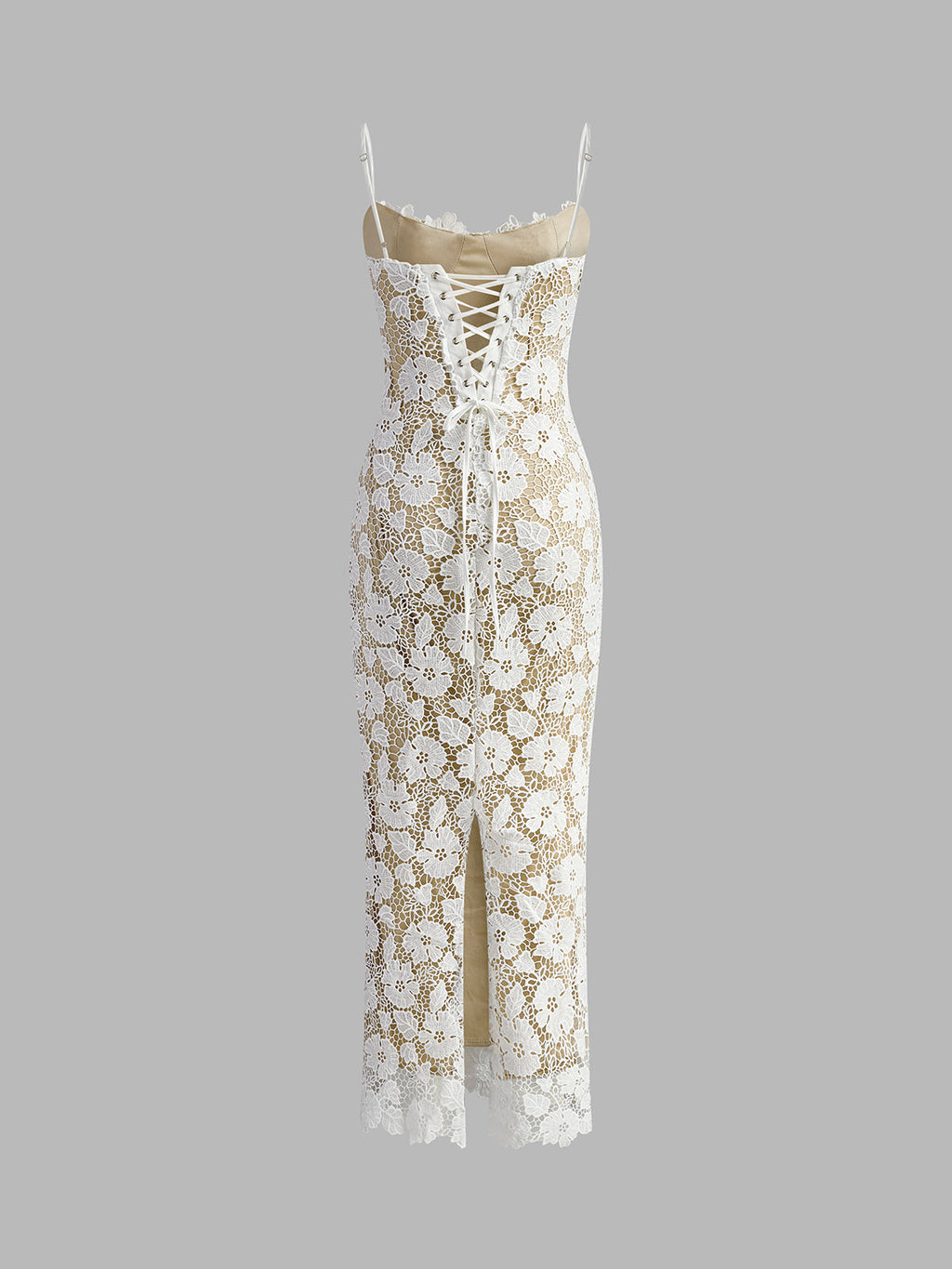 Women’s Sheer Lace Maxi Dress — Romantic Sleeveless Elegant Wedding & Vacation Gown