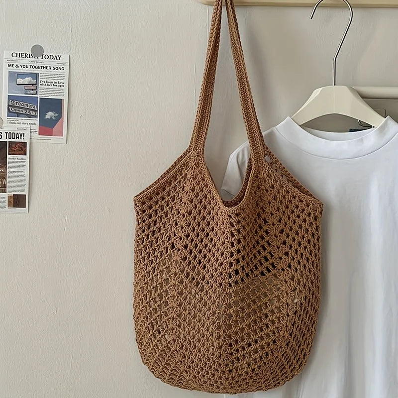 Eco-Friendly Crochet Mesh Tote Bag | Lightweight Design for Versatile Use
