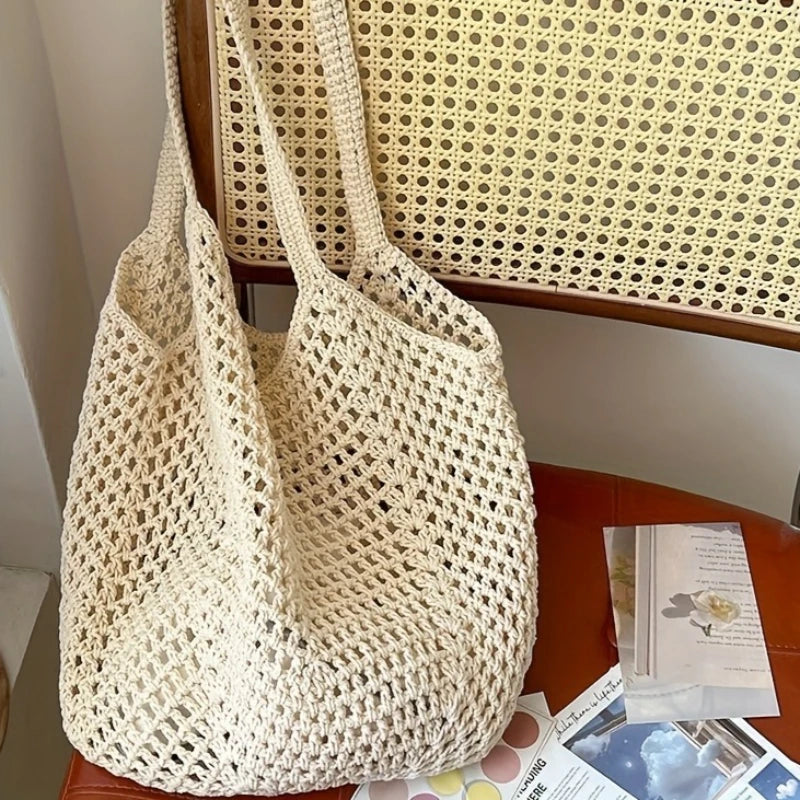 Eco-Friendly Crochet Mesh Tote Bag | Lightweight Design for Versatile Use