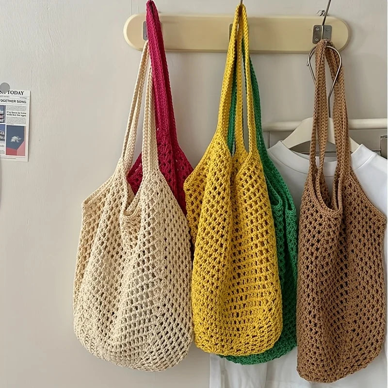 Eco-Friendly Crochet Mesh Tote Bag | Lightweight Design for Versatile Use