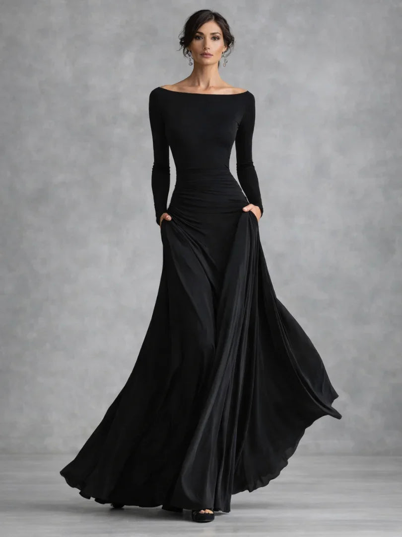 Elegant Collection | Long Sleeve Maxi Dress with Fluid Movement | Effortless Style for Any Occasion