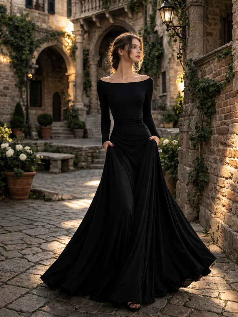 Elegant Collection | Long Sleeve Maxi Dress with Fluid Movement | Effortless Style for Any Occasion